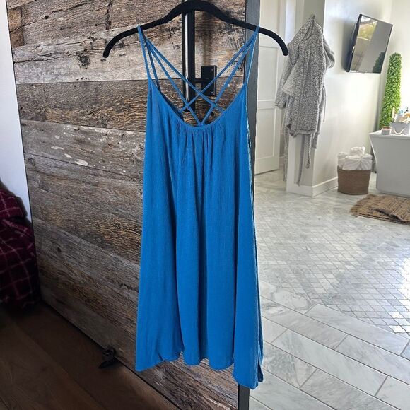 ELAN Cover-up Slip Dress In Dusty Blue Cobalt - Picture 3 of 8